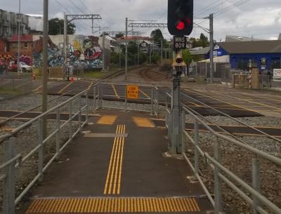 Morningside Drive pedestrian level crossing accident site. Credit TAIC.