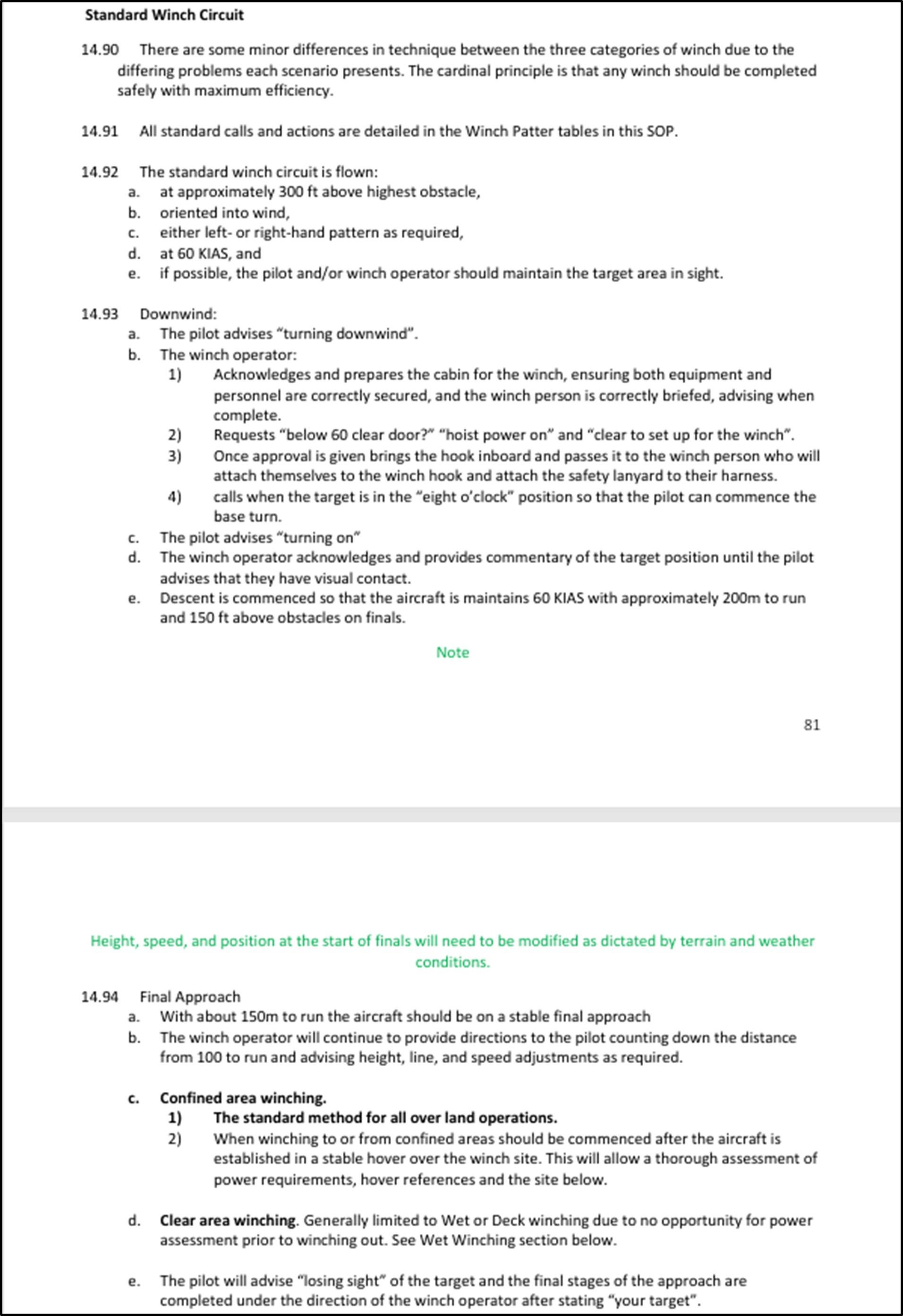 Operator’s standard winch circuit