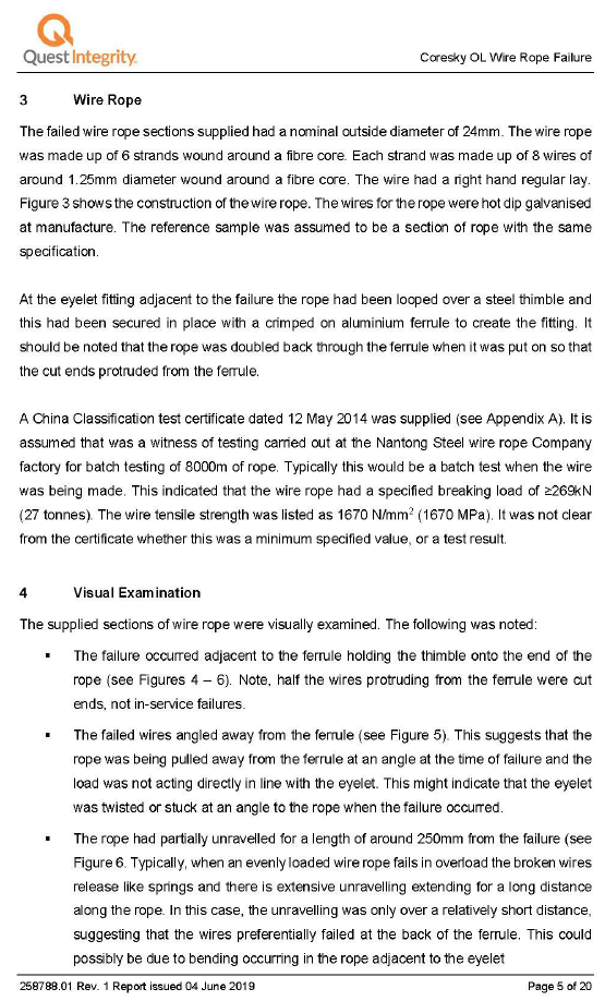 Quest Integrity visual and metallographic examination