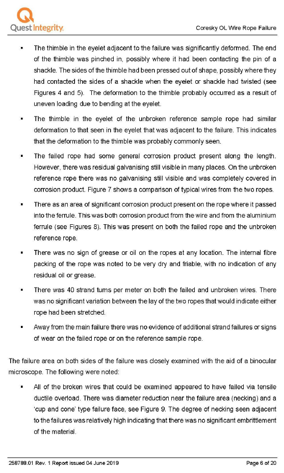 Quest Integrity visual and metallographic examination