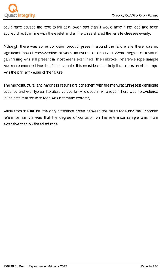 Quest Integrity visual and metallographic examination