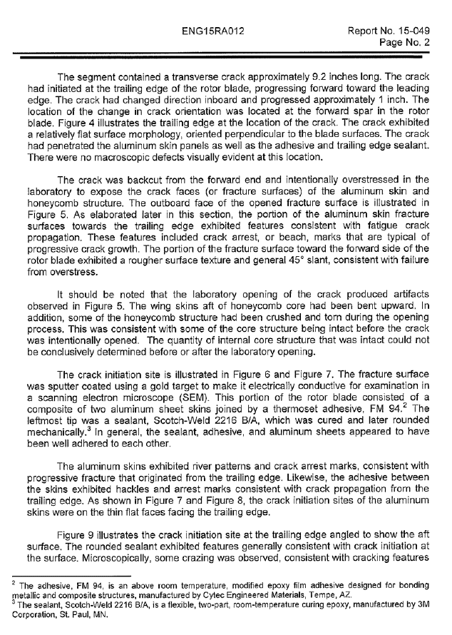 NTSB Materials Laboratory report