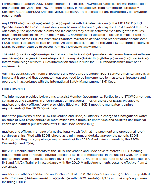 Extracts from IMO guidance for good practice (ECDIS)