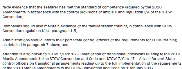 Extracts from IMO guidance for good practice (ECDIS)