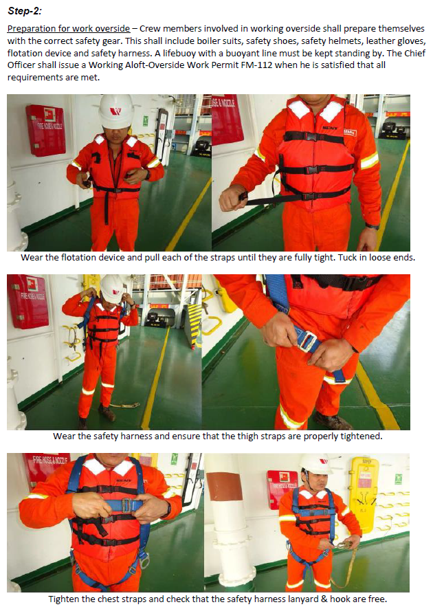 Madinah, procedure for safe rigging of accommodation ladders/accommodation ladders