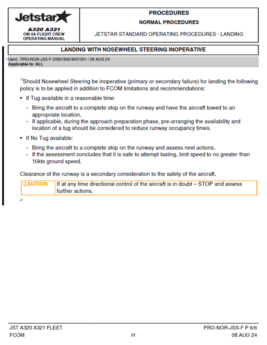 Jetstar SOP revision