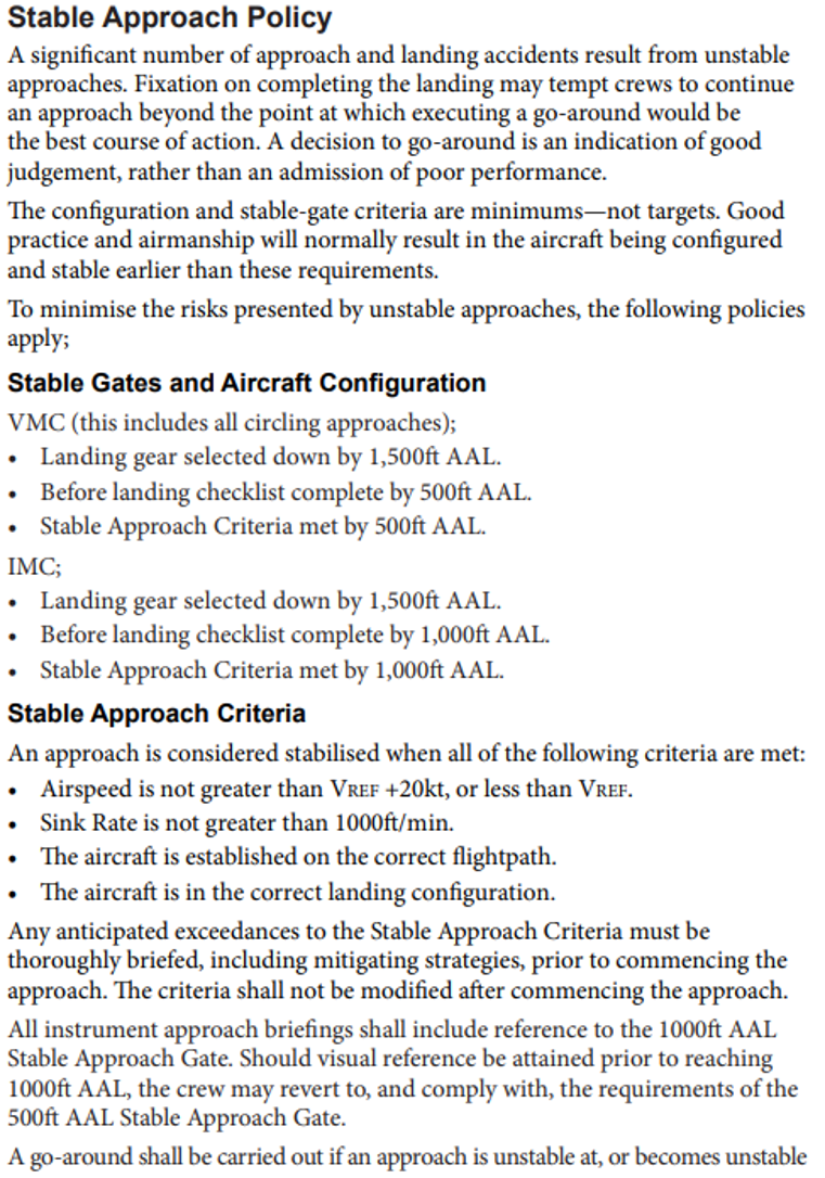 Q300 Stable Approach Policy