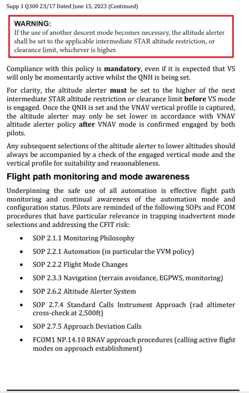 Appendix 4. Q300 Supplement
