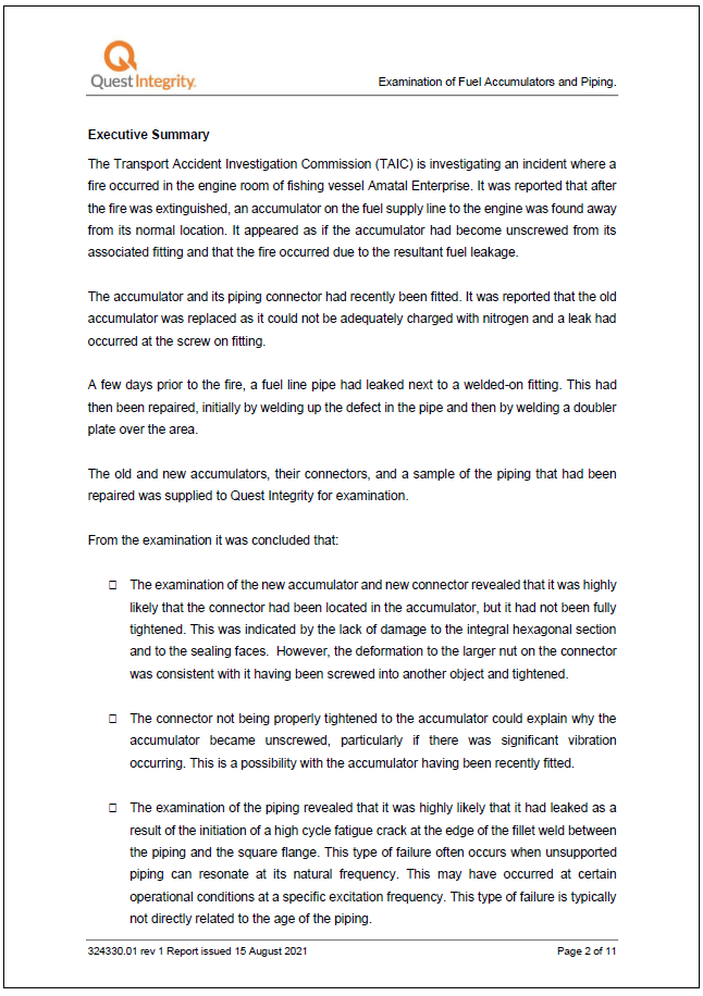 Photo of Quest Integrity Metallurgy Report