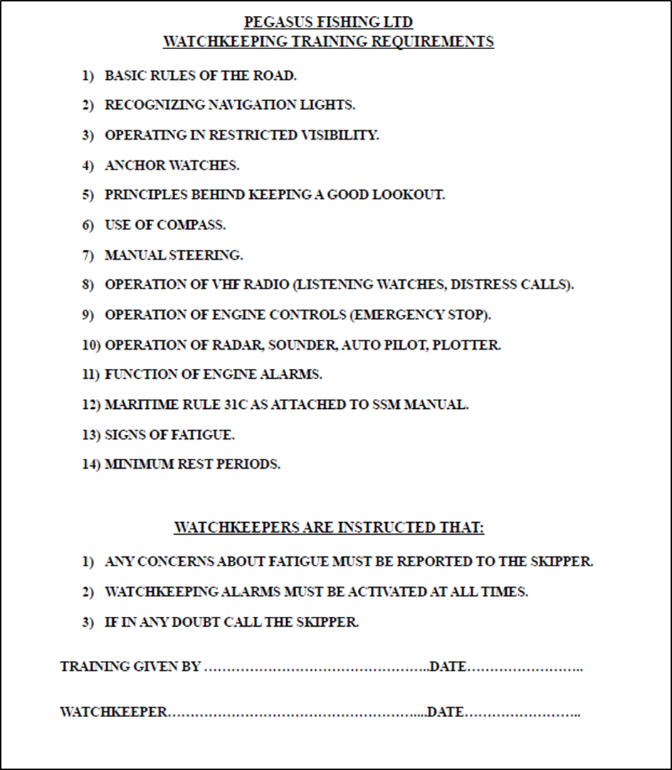 Watchkeeping Training Requirements