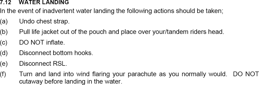 Extract of Civil Aviation Rules for operations near water