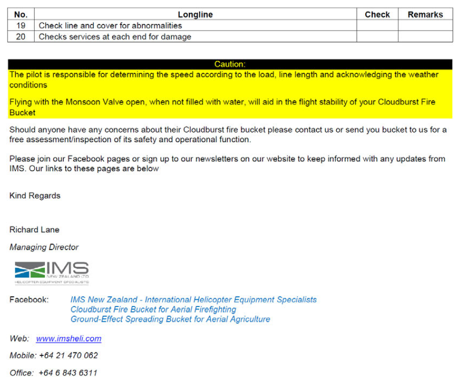 IMS New Zealand Limited Safety Information Letter 6 April 2020