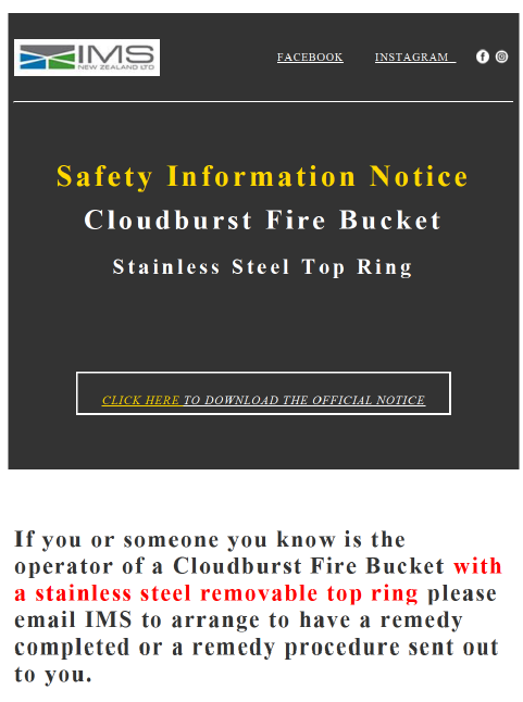 IMS New Zealand Limited Safety Information Notice 3 July 2020