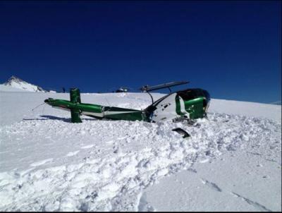 The accident scene, with ZK-IMJ in the foreground and ZK-HAE in the background
