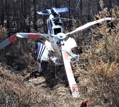 The helicopter at the site