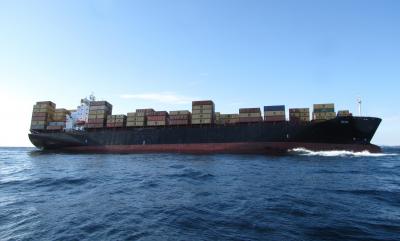 The MV Rena aground on Astrolabe Reef (photograph taken 6 October 2011). Credit 
