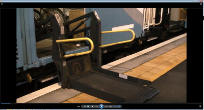 Mobility hoist deployed from the luggage can at Waikanae Station. Credit TAIC.