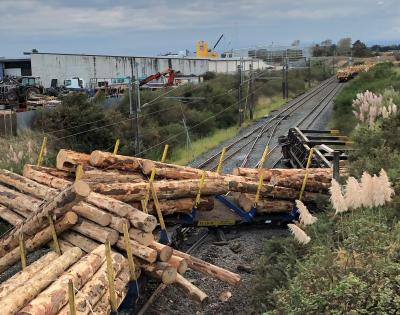 The derailed wagons at the incident site. Photo: TAIC