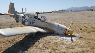 The crashed T-51 (credit: NTSB)