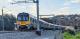 Passenger train on rails  