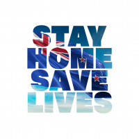 Go to www.covid19.govt.nz NZ Govt graphic - Stay Home Save Lives