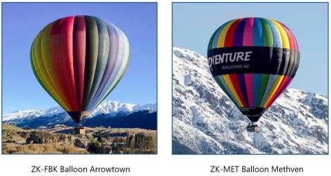 Composite image shows file shots of the two balloons in flight