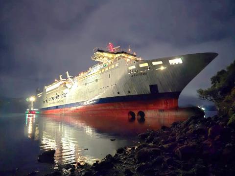 The ship aground.