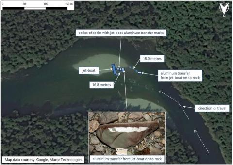 Image shows river layout and course of boat 