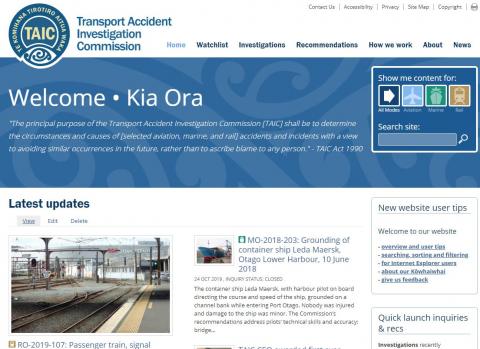 Image of TAIC website homepage